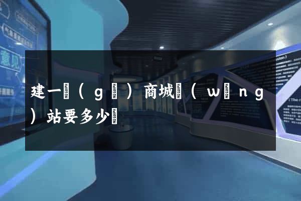 建一個(gè)商城網(wǎng)站要多少錢